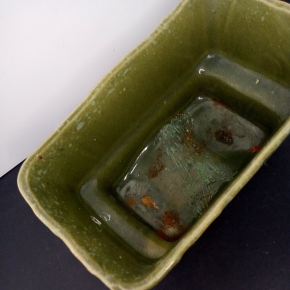 Vintage Brush Pottery Green Sponge White Planter 405-6 USA - Picture 8 of 13